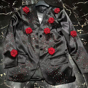 Rose Applique Button-Front Jacket