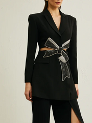 Bow-Detail Cutout Blazer