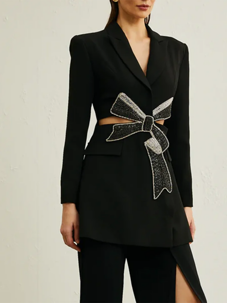 Bow-Detail Cutout Blazer