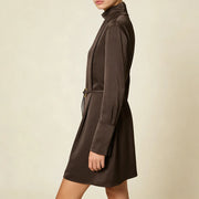 High-Neck Long-Sleeve Mini Dress