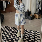 Wavy-Stripe Top and Shorts Set