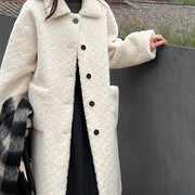 Textured Button-Front Long Coat