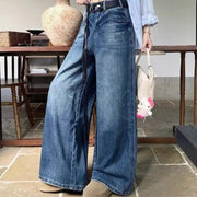Wide-Leg Faded Jeans