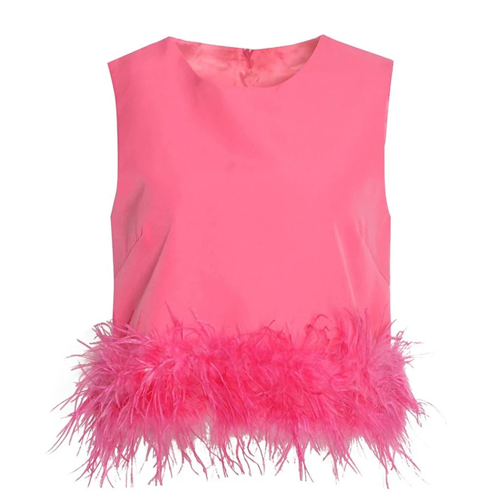Wispy-Hem Sleeveless Crop Top