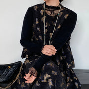 Butterfly-Motif Top and Skirt Set
