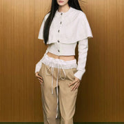 Cape-Overlay Button-Front Cardigan