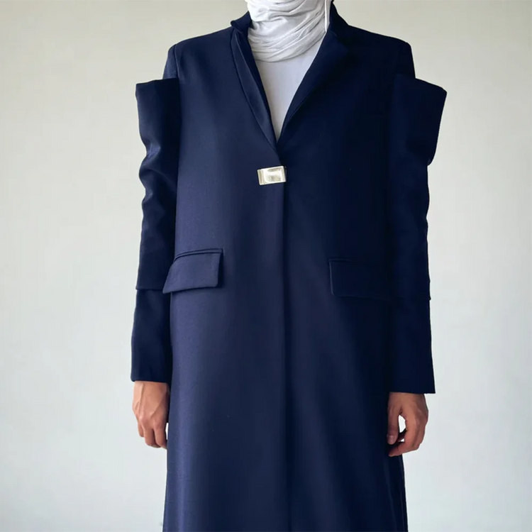 Cutout-Shoulder Longline Jacket