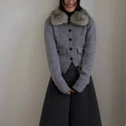 Textured Button-Front Cropped Jacket
