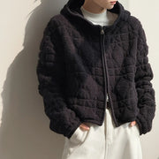 Textured Hooded Zip-Up Jacket