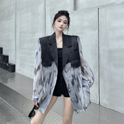 Abstract-Panel Longline Blazer