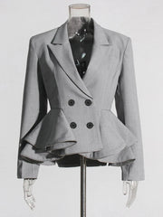Ruffled Peplum Tailored Blazer