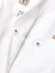 Embellished-Button Double-Breasted Blazer