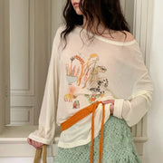 Graphic Off-Shoulder Relaxed Top