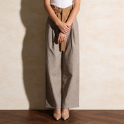 Contrast-Waist Wide-Leg Pants
