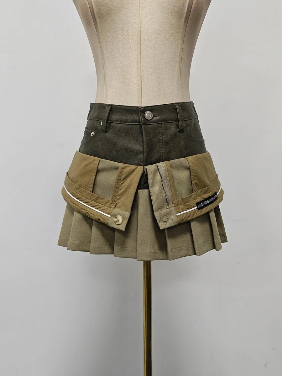 Pleated Panel Mini Skirt