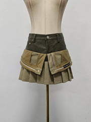 Pleated Panel Mini Skirt