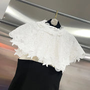 Contrast-Lace Sleeveless Dress