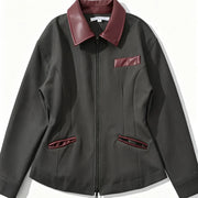 Contrast-Trim Zip Jacket