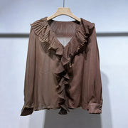 Ruffle-Front V-Neck Blouse