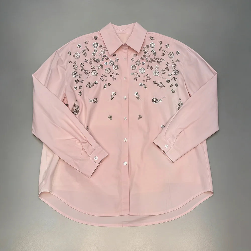 Floral Embellished Long-Sleeve Shirt