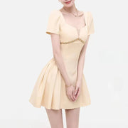 Embellished Square-Neck Mini Dress