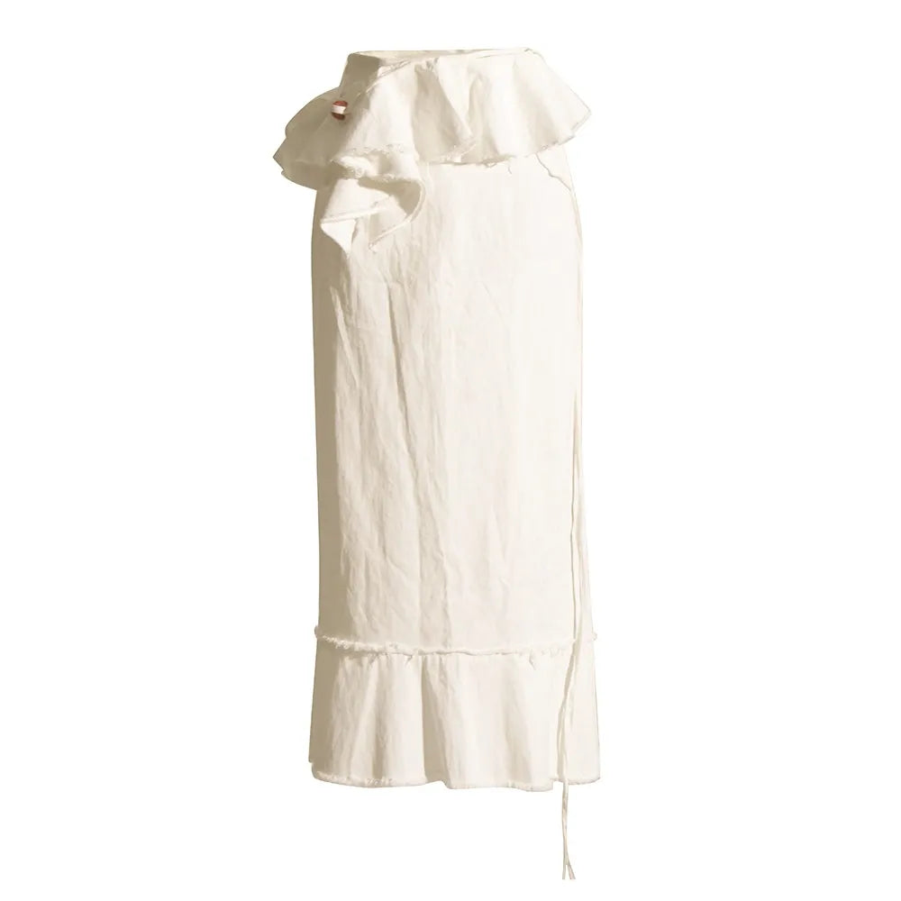 Ruffle-Trim Straight Skirt