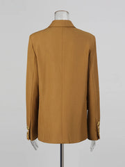 Contrast-Trim Double-Breasted Blazer