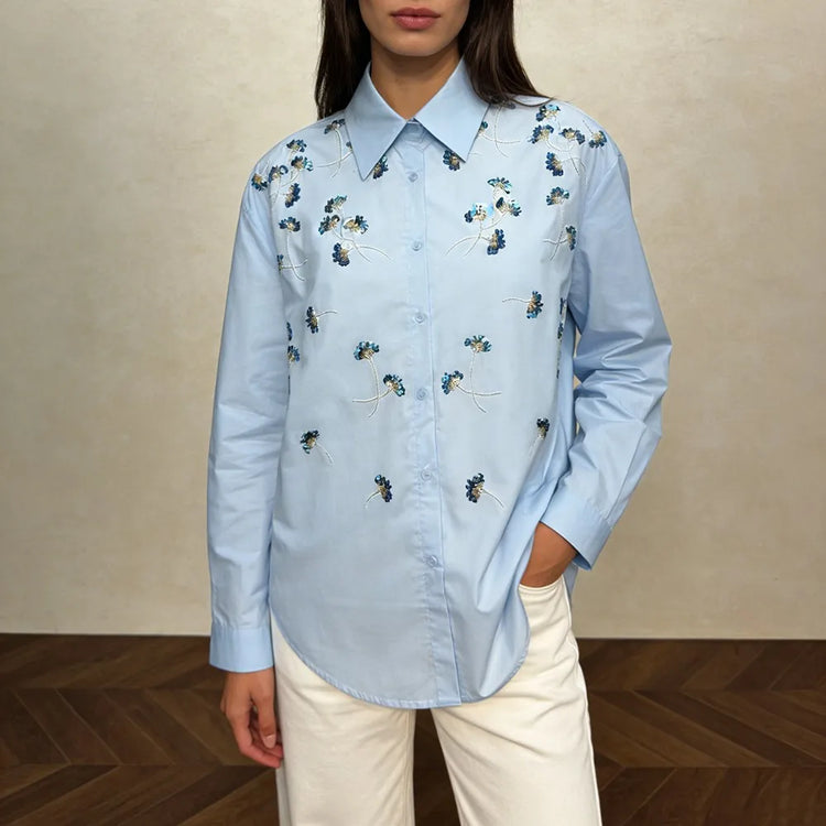Scattered Floral Button-Up Shirt