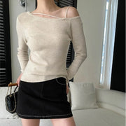 Strappy Asymmetric-Neck Sweater