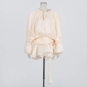 Ruched Balloon-Sleeve Mini Dress