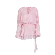 Ruched Balloon-Sleeve Mini Dress