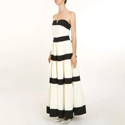 Colorblock Strapless Long Dress