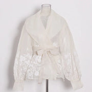 Floral Sheer Wrap Blouse