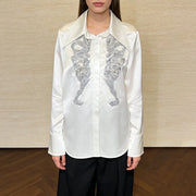 Embellished Glossy Button Shirt