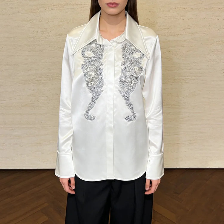 Embellished Glossy Button Shirt