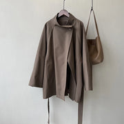 Oversized-Collar Relaxed Trench Coat