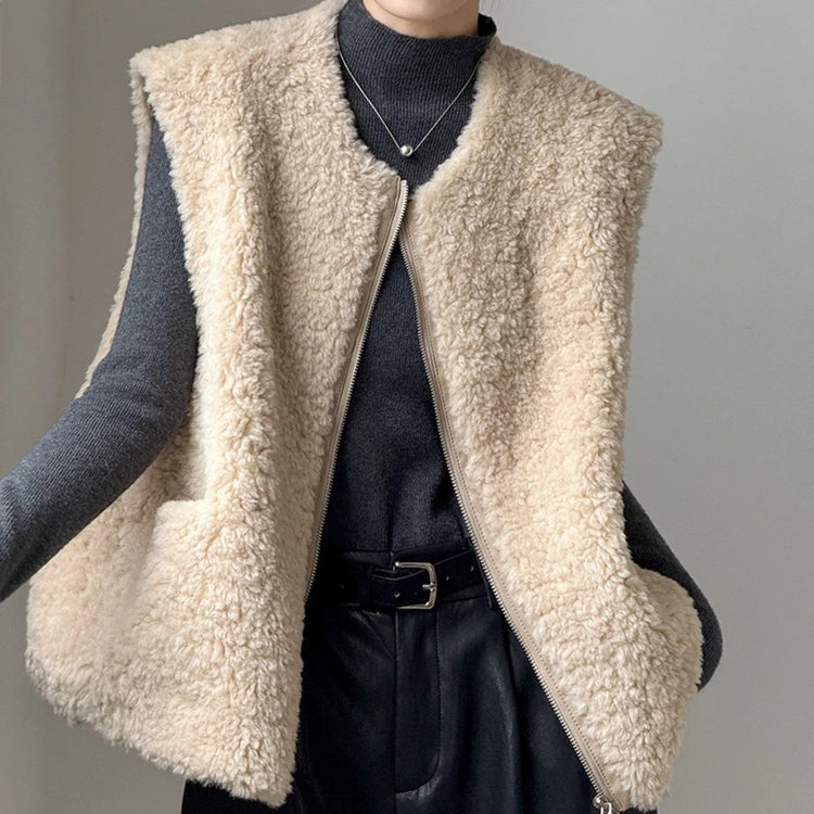 Textured Open-Front Vest