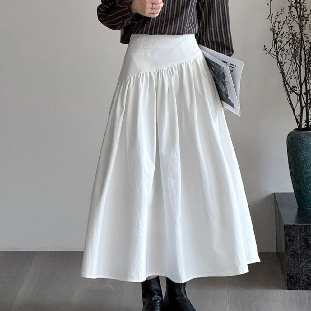 Gathered A-Line Midi Skirt
