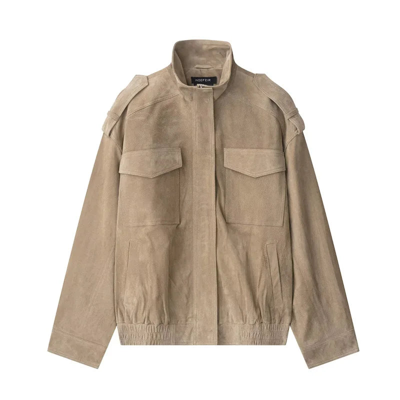 Epaulet Zip-Up Bomber Jacket