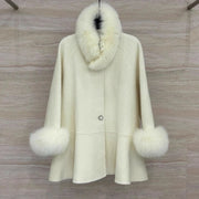 Fluffy-Trim Flared Coat