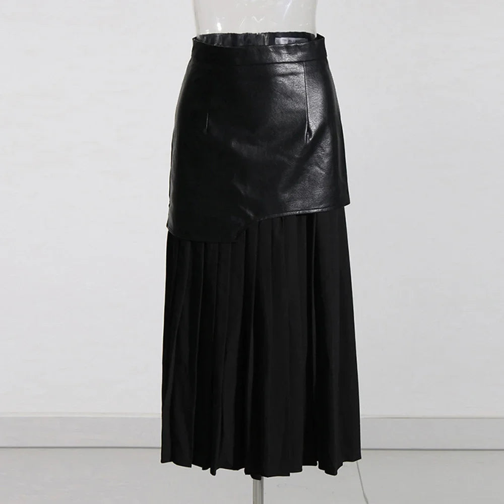 Colorblock Pleated-Panel Skirt