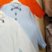 Embellished-Placket Longline Shirt