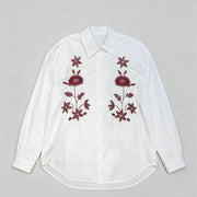 Floral Embroidered Button-Up Shirt