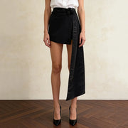 Rosette Draped Mini Skirt