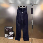 Pleated High-Waist Straight-Leg Pants