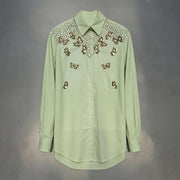 Floral-Embellished Button-Up Shirt
