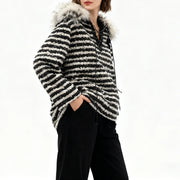 Striped Lace-Up Sweater