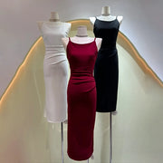 Draped Sleeveless Fitted Dress