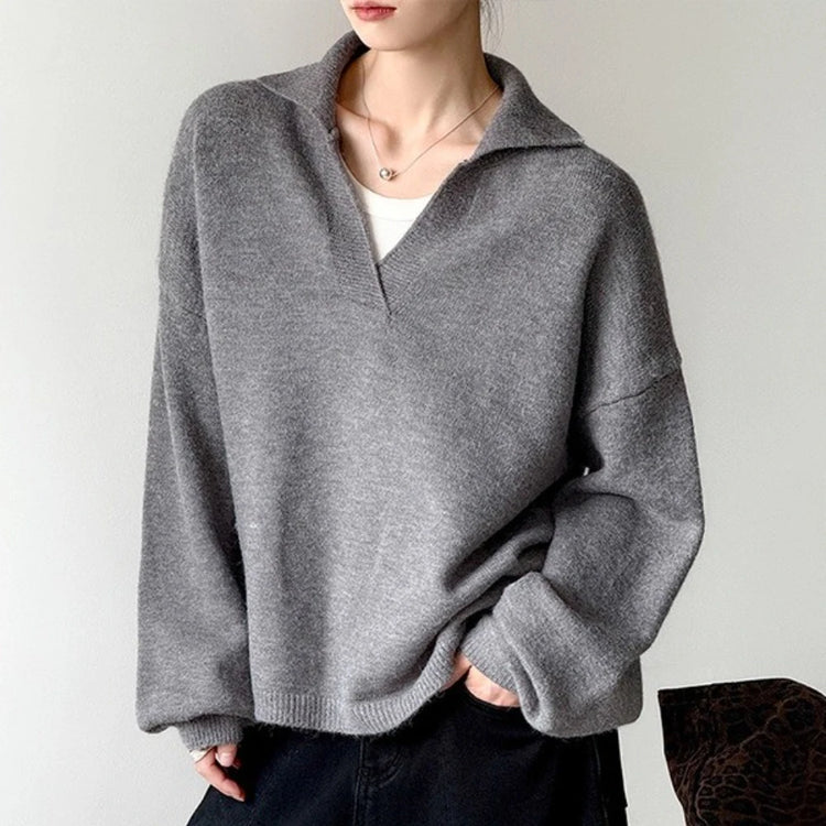 Collared Relaxed Long-Sleeve Top