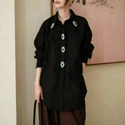 Embellished-Placket Longline Shirt